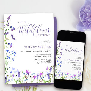 Little Wildblomma Elegant Lila Baby Shower Inbjudningar