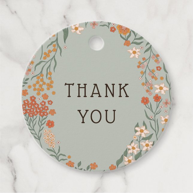 Little Wildblomma Fall Rustic Boho Baby Shower Gåvor Etiketter (Framsida)