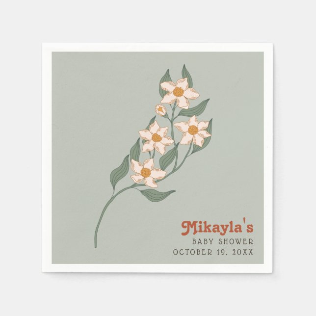 Little Wildblomma Fall Rustic Boho Baby Shower Pappersservett (Framsidan)