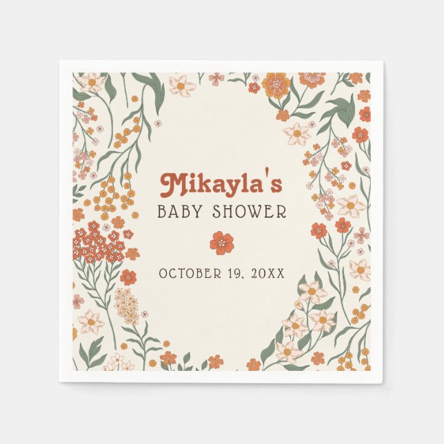 Little Wildblomma Fall Rustic Boho Baby Shower Pappersservett (Framsidan)
