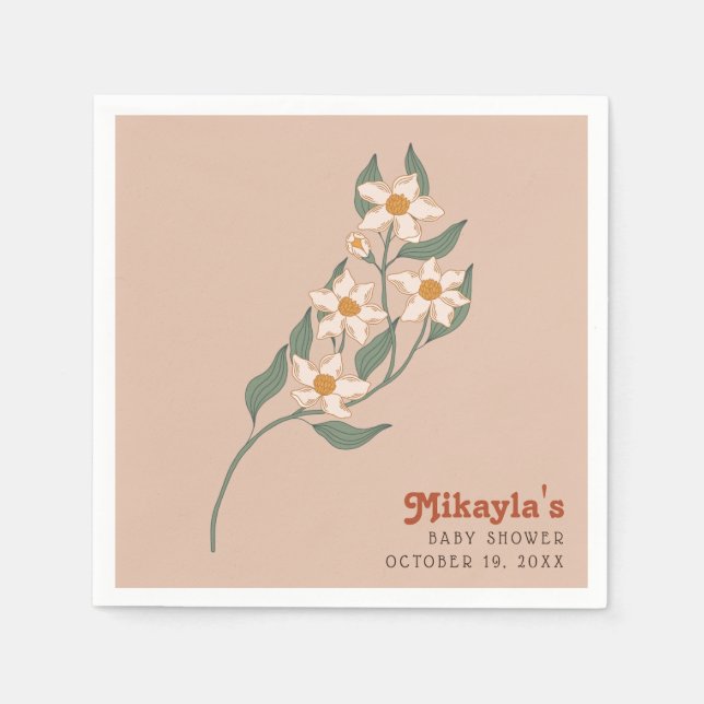 Little Wildblomma Fall Rustic Boho Baby Shower Pappersservett (Framsidan)