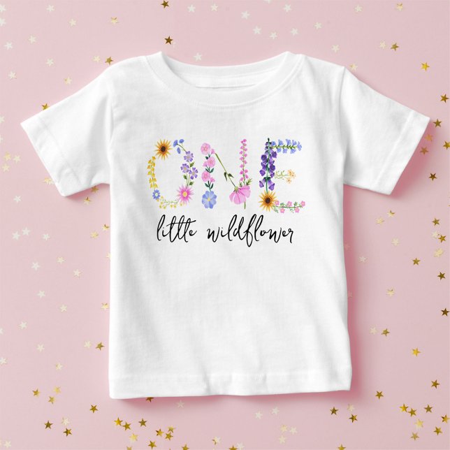 Little Wildblomma First Birthday Flicka T Shirt (Little Wildflower First Birthday Baby Girl Baby T-Shirt)