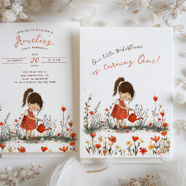 Little Wildblomma First Birthday Inbjudningar