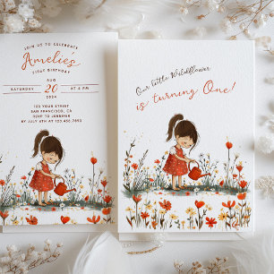 Little Wildblomma First Birthday Inbjudningar