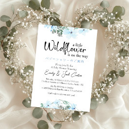 Little Wildblomma Flicka Shower Blue Elegant Inbjudningar