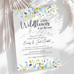 Little Wildblomma Flicka Shower Blue Gult Inbjudningar