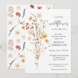 Little Wildblomma Flower Baby Shower Inbjudningar
