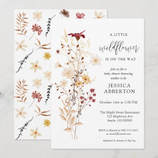 Little Wildblomma Flower Baby Shower Inbjudningar
