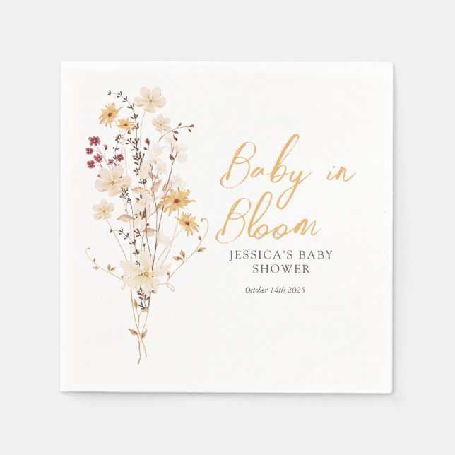 Little Wildblomma Flower Baby Shower Pappersservett (Framsidan)