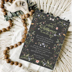 Little Wildblomma Mörk Modern Blommigt Baby Shower Inbjudningar