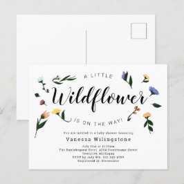 Little Wildblomma på Way Blommigt Baby Shower Inbjudan Vykort