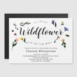 Little Wildblomma på Way Blommigt Baby Shower Magnetisk Inbjudningskort