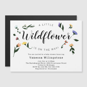 Little Wildblomma på Way Blommigt Baby Shower Magnetisk Inbjudningskort