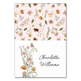 Little Wildblomma Rosa Baby Namn Place Card Bordsnummer