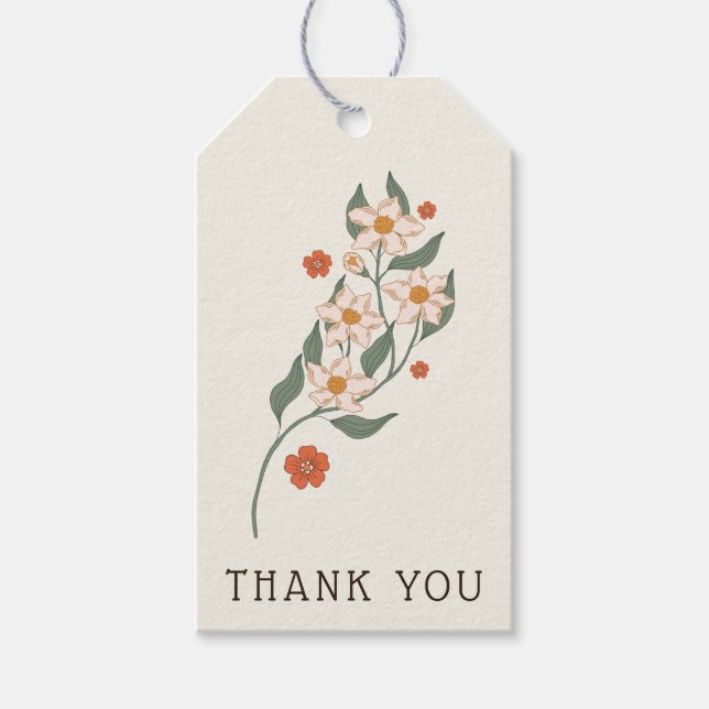 Little Wildblomma Rustic Boho Baby Shower Presentetikett (Framsidan)