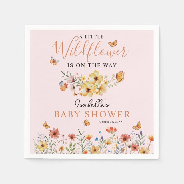 Little Wildblomma Rustic WildblomBaby Shower Pappersservett (Framsidan)
