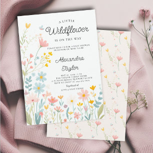 Little Wildblomma Tiny Whimsical Flicka Shower Inbjudningar