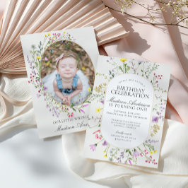 Little WildblommBoho Blommigt Födelsedagsfest Inbjudningar