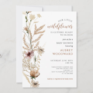 Little Wildblomme Baby Baby Shower Inbjudningar