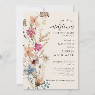 Little Wildblomme Gender Neutral Baby Shower Inbjudningar