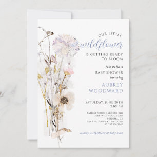 Little Wildblomme Glitter Baby Shower Inbjudningar