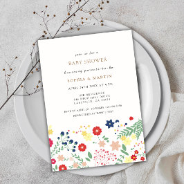 Little Wildblomme Mönster Baby Shower Inbjudningar