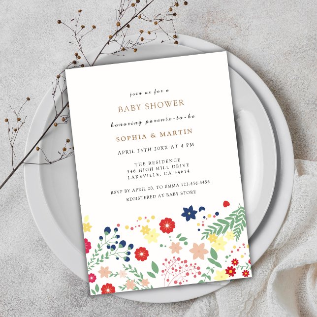 Little Wildblomme Mönster Baby Shower Inbjudningar (Little Wildflower Pattern Baby Shower Invitation)