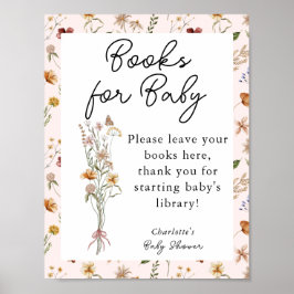 Little Wildblomme Rosa Baby Shower Bokar för Baby Poster