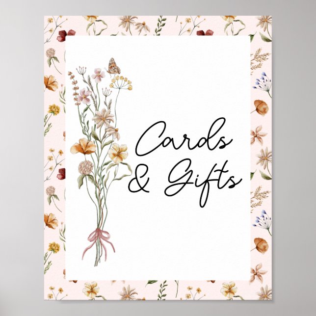 Little Wildblomme Rosa Baby Shower Cards and Gifts Poster (Framsidan)