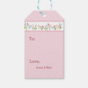 Little Wildblomme Rosa Polka Dot Presentetikett