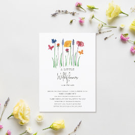 Little Wildblomme Söt Flicka Baby Shower Inbjudningar