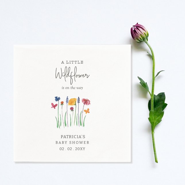 Little Wildblomme Söt Flicka Baby Shower Pappersservett (Little Wildflower Pretty Baby Girl Baby Shower Napkins)