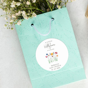 Little Wildblomme Söt Flicka Baby Shower Runt Klistermärke
