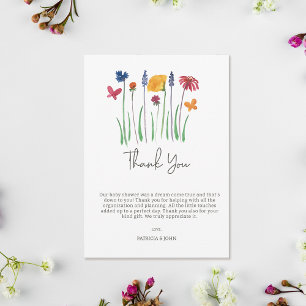 Little Wildblomme Söt Flicka Baby Shower Tack Kort