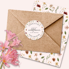Little WildblommGirl Baby Shower Sticker Runt Klistermärke