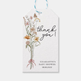 Little WildblommGirl White Baby Shower Tack Presentetikett