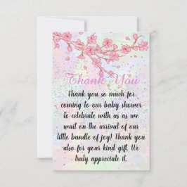 Little Wildblommor Soft Rosa Girl Baby Shower Tack Kort