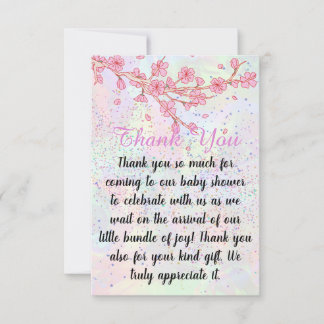 Little Wildblommor Soft Rosa Girl Baby Shower Tack Kort