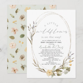 Little Wildblommoval Girl Baby Shower by Mail Inbjudningar