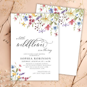 Little WildblommScript Boho Baby Shower Inbjudningar