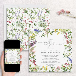 Little WildblommScript Girl Blommigt Baby Shower Inbjudningar