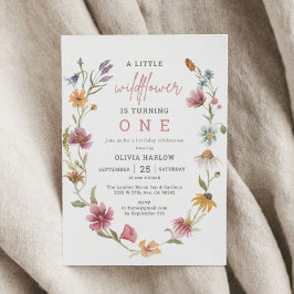 Little Wildbloms Blommigt Girl 1:a födelsedagen Inbjudningar