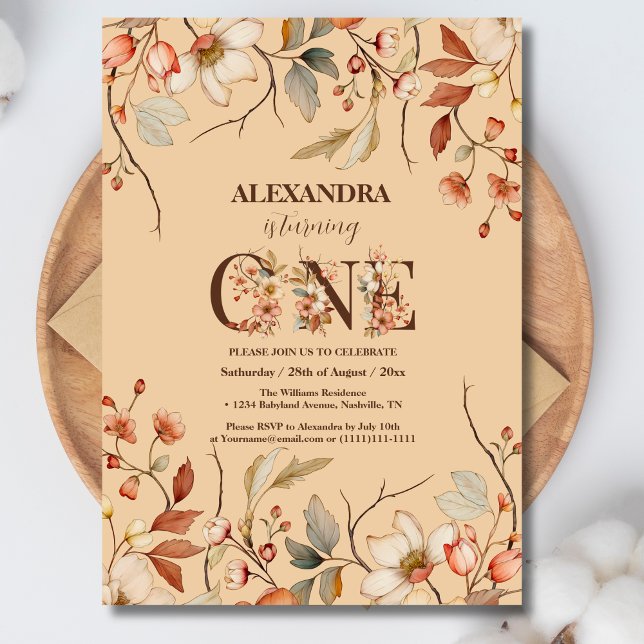 Little Wildbloms Blommigt Girl First Birthday Inbjudningar (Skapare uppladdad)