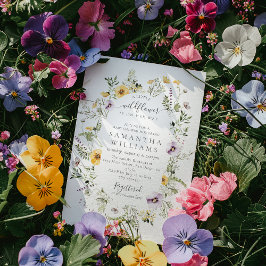 Little Wildbloms Lila Blommigt Flicka Shower Inbjudningar