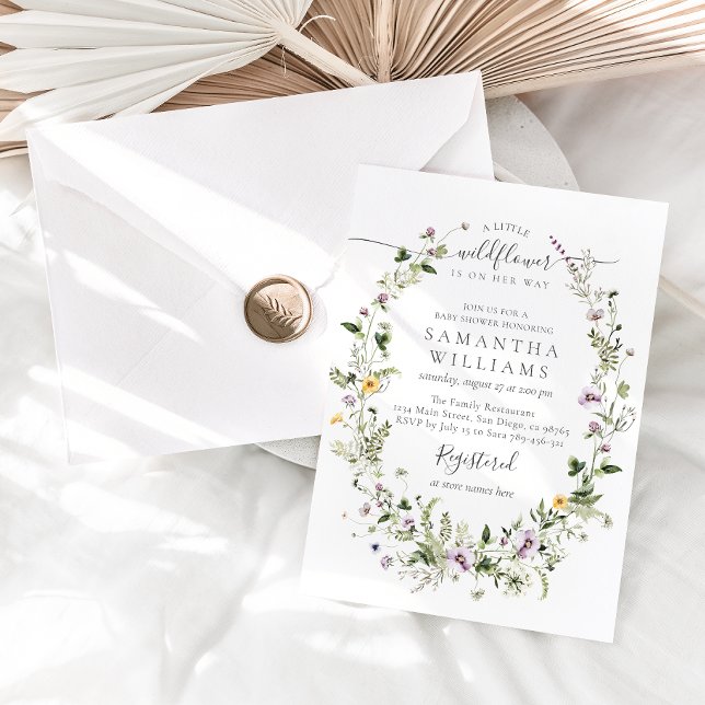 Little Wildbloms Lila Blommigt Flicka Shower Inbjudningar (Skapare uppladdad)