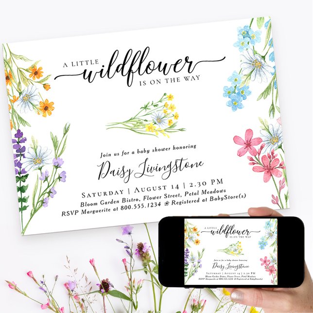 Little Wildbloms Meadow Watercolor Baby Shower Inbjudningar (Skapare uppladdad)