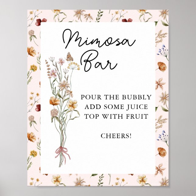 Little Wildbloms Rosa Baby Shower Mimosa Pub Poster (Framsidan)