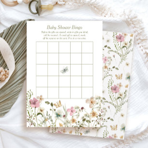 Little WildFlower Baby Shower Bingo Game Card Inbjudningar
