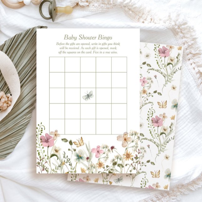 Little WildFlower Baby Shower Bingo Game Card Inbjudningar (Skapare uppladdad)