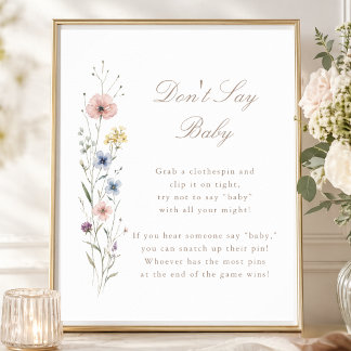 Little Wildflower Baby Shower Game Don't Say Baby  Poster